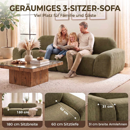 Canapé 3 places, revêtement en chenille, vert foncé