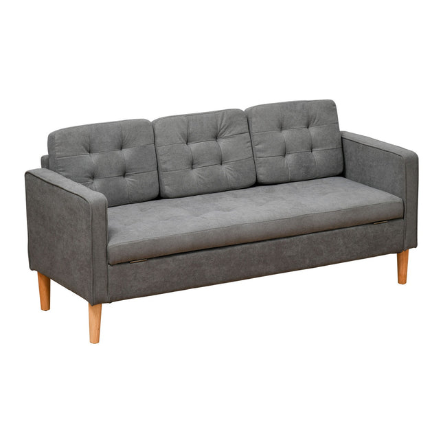 Graues 3-Sitzer-Sofa aus Stoff mit abnehmbaren Kissen