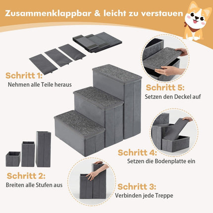 Escalier pour chien en 3 marches, rampe pliable et antidérapante, échelle d'escalade Portable pour animaux de compagnie