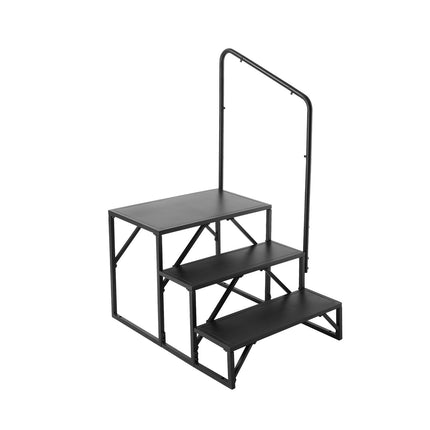 3-Step RV Steps With Handrail, 440 lb Non-Slip Steel