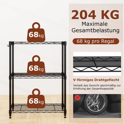 3-stufiges, verstellbares Metallregal – Schwerlastregal