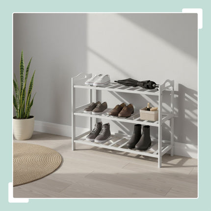 Étagère à chaussures en bambou à 3 niveaux pour 9 paires