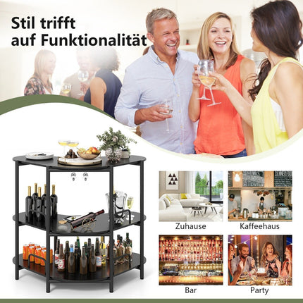 Table de bar à 3 niveaux avec porte-verres et cadre en métal