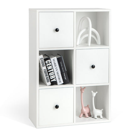 Étagère à 3 niveaux, 3 cubes, 3 tiroirs, blanche