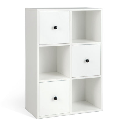 Étagère à 3 niveaux, 3 cubes, 3 tiroirs, blanche