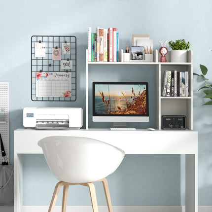 3-stöckiges Schreibtisch-Bücherregal, 4 Ablagen, passend für 27-Zoll-Monitor