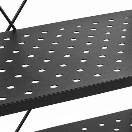 3-Tier Folding Steel Shelving Unit with Castors and Brakes, Black, 91 cm