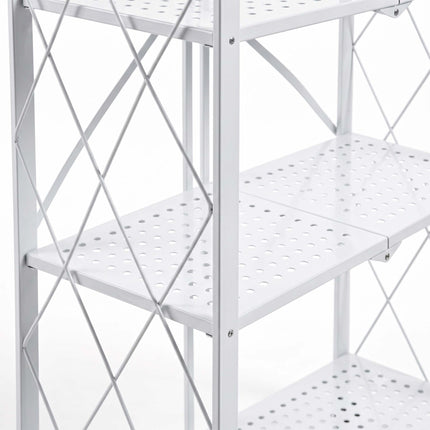 3-Tier Folding Steel Shelving Unit with Castors and Brakes, White, 91 cm