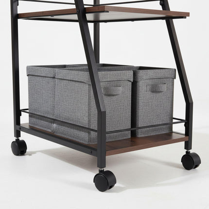 Chariot de cuisine industriel à 3 niveaux avec étagère à verres
