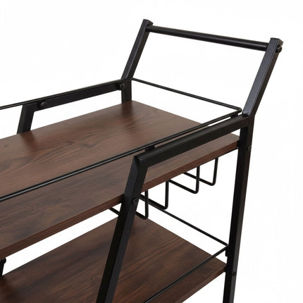 Chariot de cuisine industriel à 3 niveaux avec étagère à verres