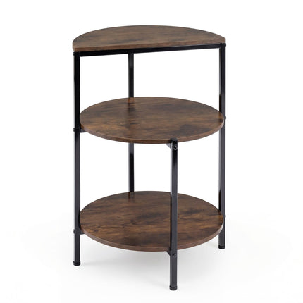 Table d'appoint industrielle à 3 niveaux avec structure en métal et pieds réglables