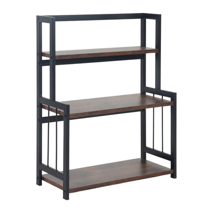 Étagère à épices de cuisine à 3 niveaux, MDF et fer, marron/noir