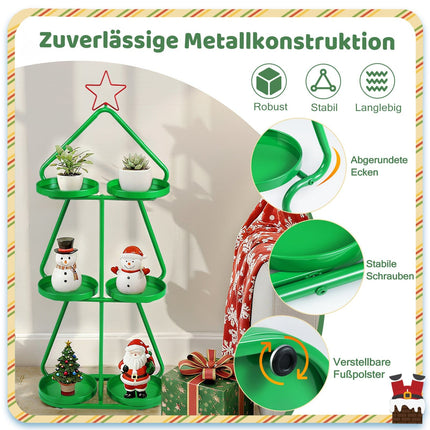 Support à plantes en métal à 3 niveaux - Motif sapin de Noël