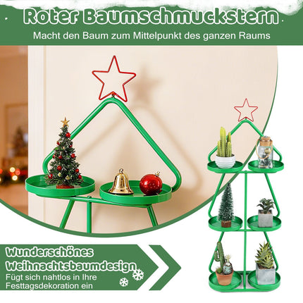 Support à plantes en métal à 3 niveaux - Motif sapin de Noël