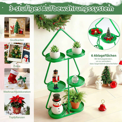 Support à plantes en métal à 3 niveaux - Motif sapin de Noël