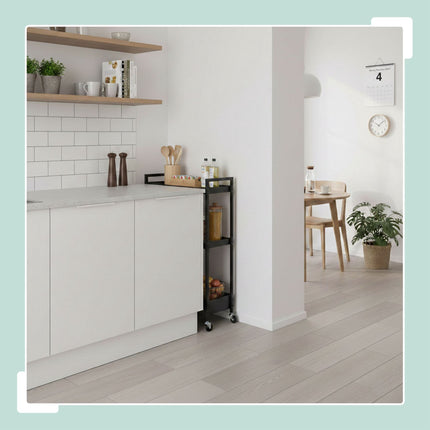 3-stufiger Metallwagen mit Rollen zur Aufbewahrung