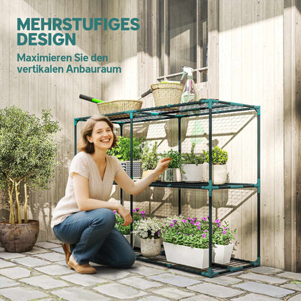 Support à plantes à 3 niveaux, en acier, capacité de 20 kg, vert foncé