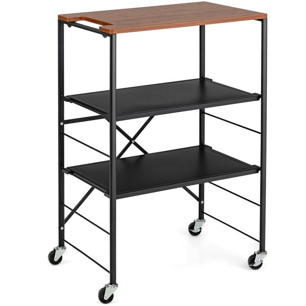 3-stöckiger Rollservierwagen, Metall-MDF, 60x40x89 cm