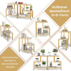 3-stöckiger Rollbeistelltisch – Marmoroptik, G-förmiges Design