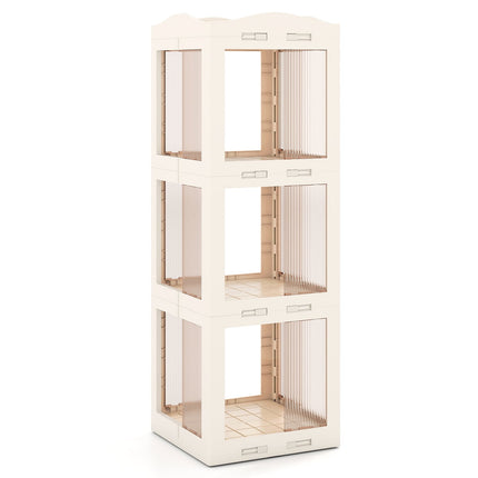 Étagère pivotante à 3 niveaux, pliable, antidérapante, blanche