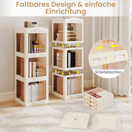 Étagère pivotante à 3 niveaux, pliable, antidérapante, blanche