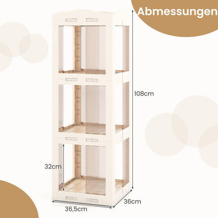 Étagère pivotante à 3 niveaux, pliable, antidérapante, blanche