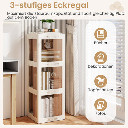 Étagère pivotante à 3 niveaux, pliable, antidérapante, blanche