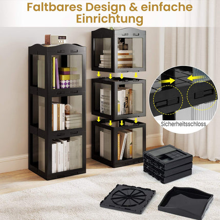 3-stöckiges drehbares Bücherregal, platzsparendes Eckregal