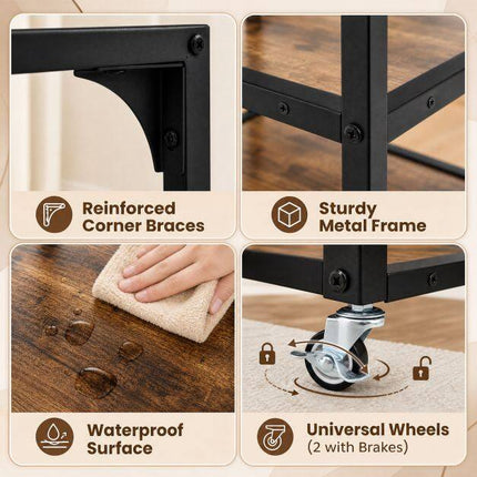 Table d'appoint à 3 niveaux avec plateau en verre et structure en acier