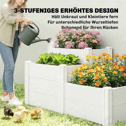 3-stöckiges, stapelbares Gartenbeet, Vinyl, einfache Montage