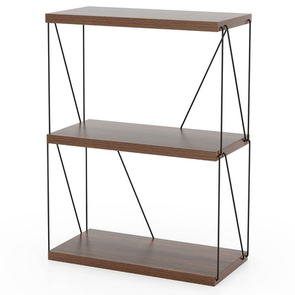 Étagère sur pied à 3 niveaux avec cadre en métal, bibliothèque industrielle, support de rangement, 60 x 29,5 x 82 cm