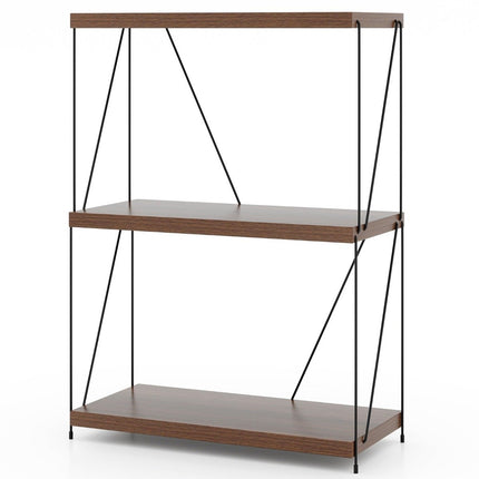Étagère sur pied à 3 niveaux avec cadre en métal, bibliothèque industrielle, support de rangement, 60 x 29,5 x 85,5 cm