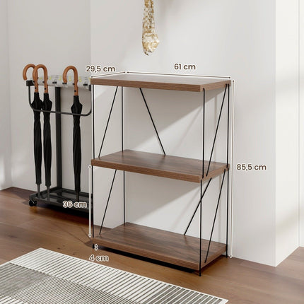 Étagère sur pied à 3 niveaux avec cadre en métal, bibliothèque industrielle, support de rangement, 60 x 29,5 x 85,5 cm