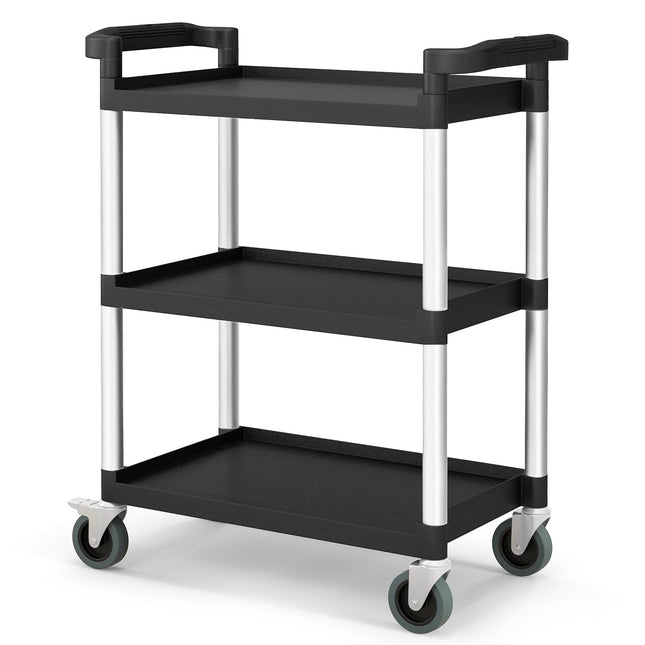 Chariot utilitaire à 3 niveaux avec roues verrouillables et doubles poignées