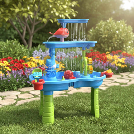 Table de jeux d'eau à 3 niveaux avec accessoires