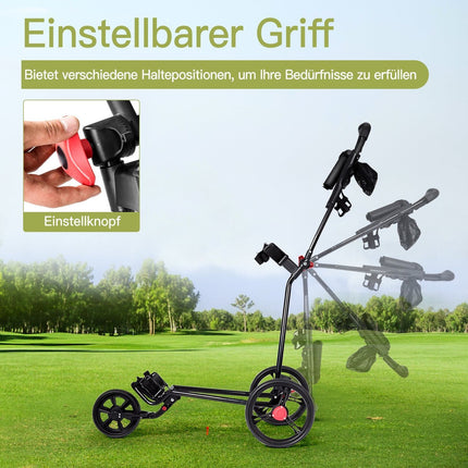 3-Rad faltbarer Golf-Push-Trolley mit verstellbarem Griff