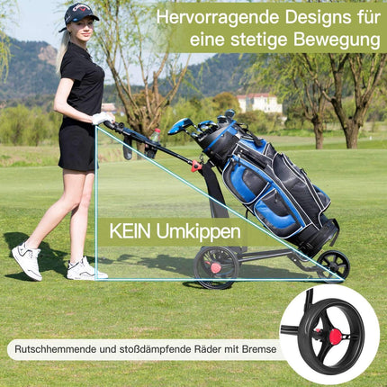 3-Rad faltbarer Golf-Push-Trolley mit verstellbarem Griff