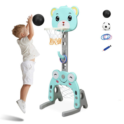 Ensemble de basket-ball, de football et de lancer d'anneaux réglable 3 en 1 pour enfants