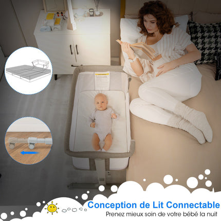 3-in-1 Baby-Beistellbett, höhenverstellbar, Matratze, Tasche