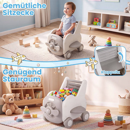 3-in-1 Baby-Lauflernhilfe mit klappbarem Sitz und Stauraum