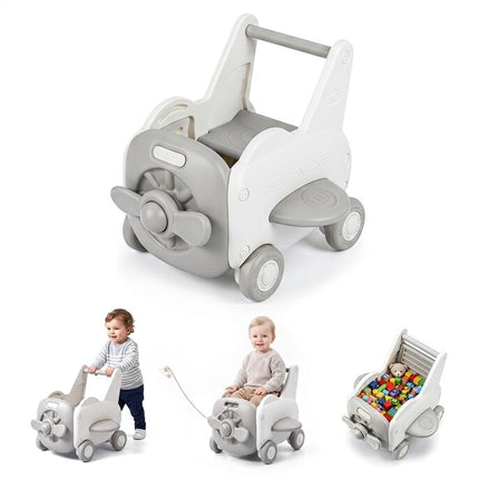 3-in-1 Baby-Lauflernhilfe mit klappbarem Sitz und Stauraum