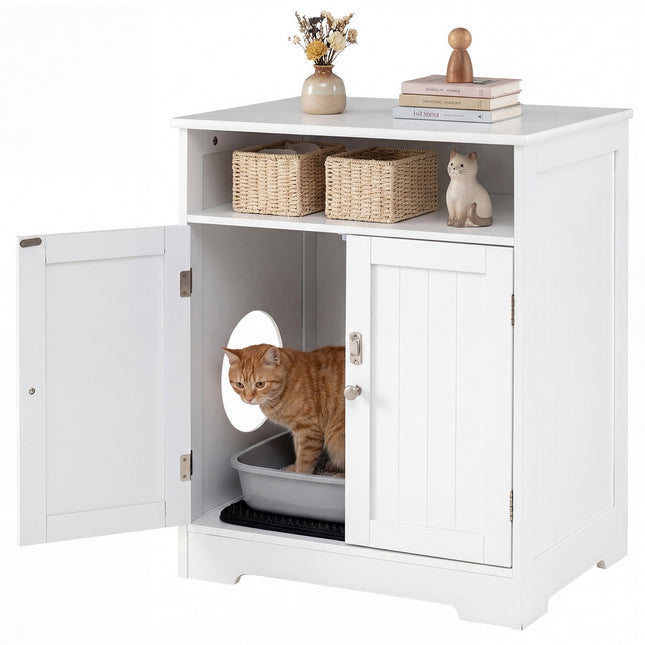 Bac à litière pour chat 3 en 1 avec tapis et portes verrouillables