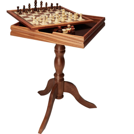 3-in-1 Chess Checkers Backgammon Table, 18-Inch Wood