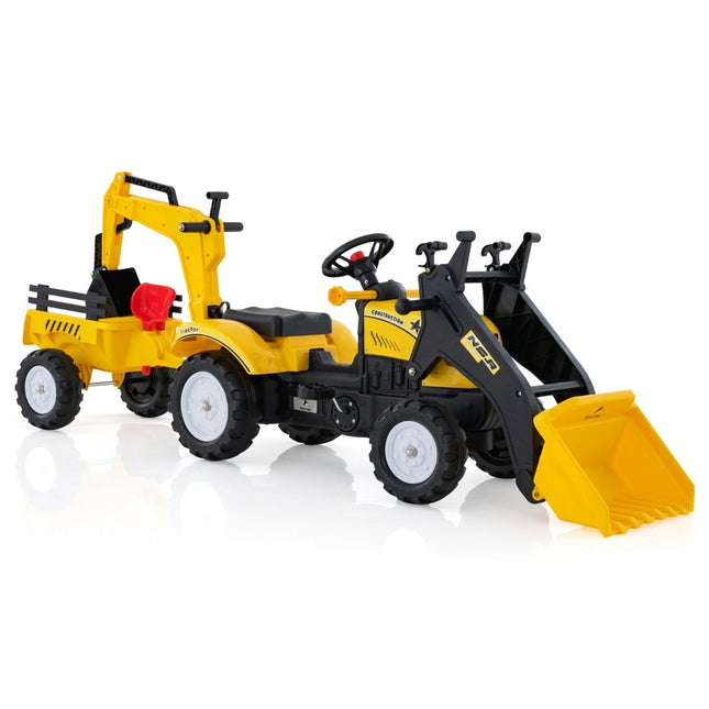 Bulldozer Excavateur Porteur Enfant 3 en 1 avec 6 Roues 178 x 42 x 60 cm Jaune