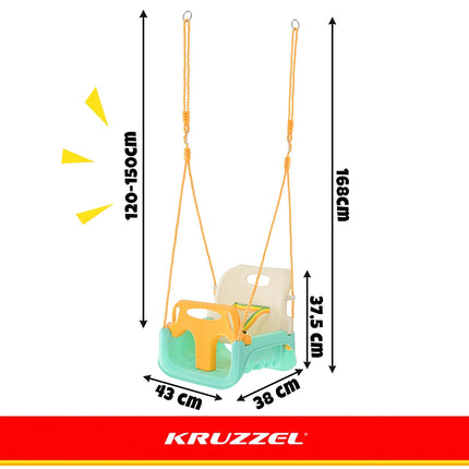3-in-1 Kinderschaukel, Verstellbare Seile, 30 kg Traglast