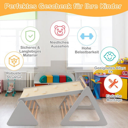Ensemble de jouets d'escalade 3 en 1 pour tout-petits, triangle d'escalade, échelle et toboggan, cadre d'escalade gris