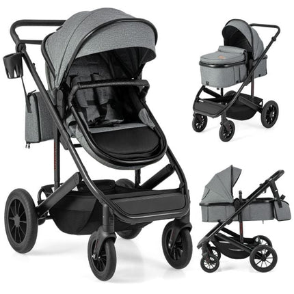 3-in-1-Kombikinderwagen, Falttragetasche, Grau