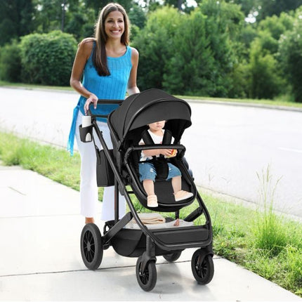 3-in-1-Kombikinderwagen mit abnehmbarem Babykorb