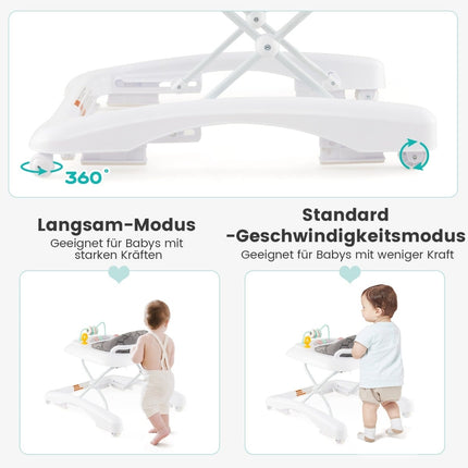 3-in-1 faltbarer Babywalker mit verstellbarer Höhe, Grau