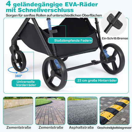 3-in-1 faltbarer Kinderwagen mit umsetzbarem Sitz & Liegefunktion
